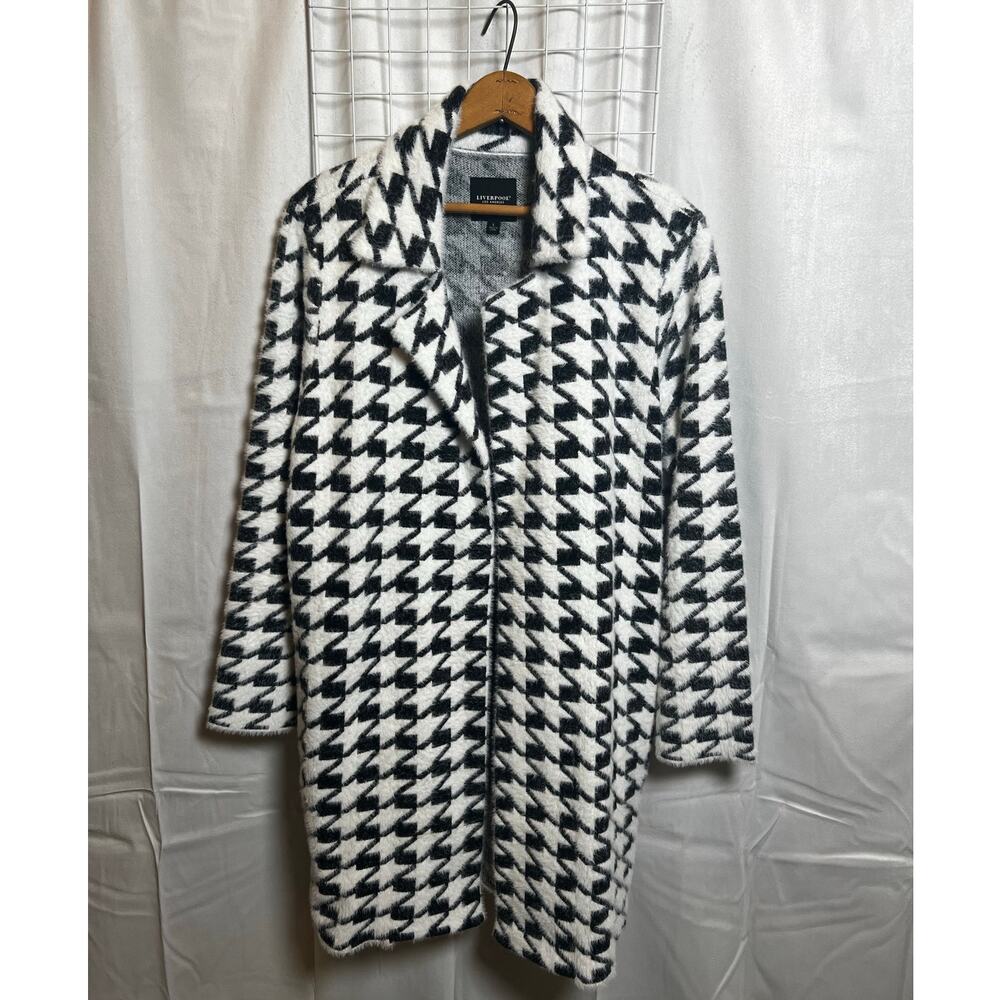 Liverpool Los Angeles Women's Houndstooth Open Front Sweater - Size Large